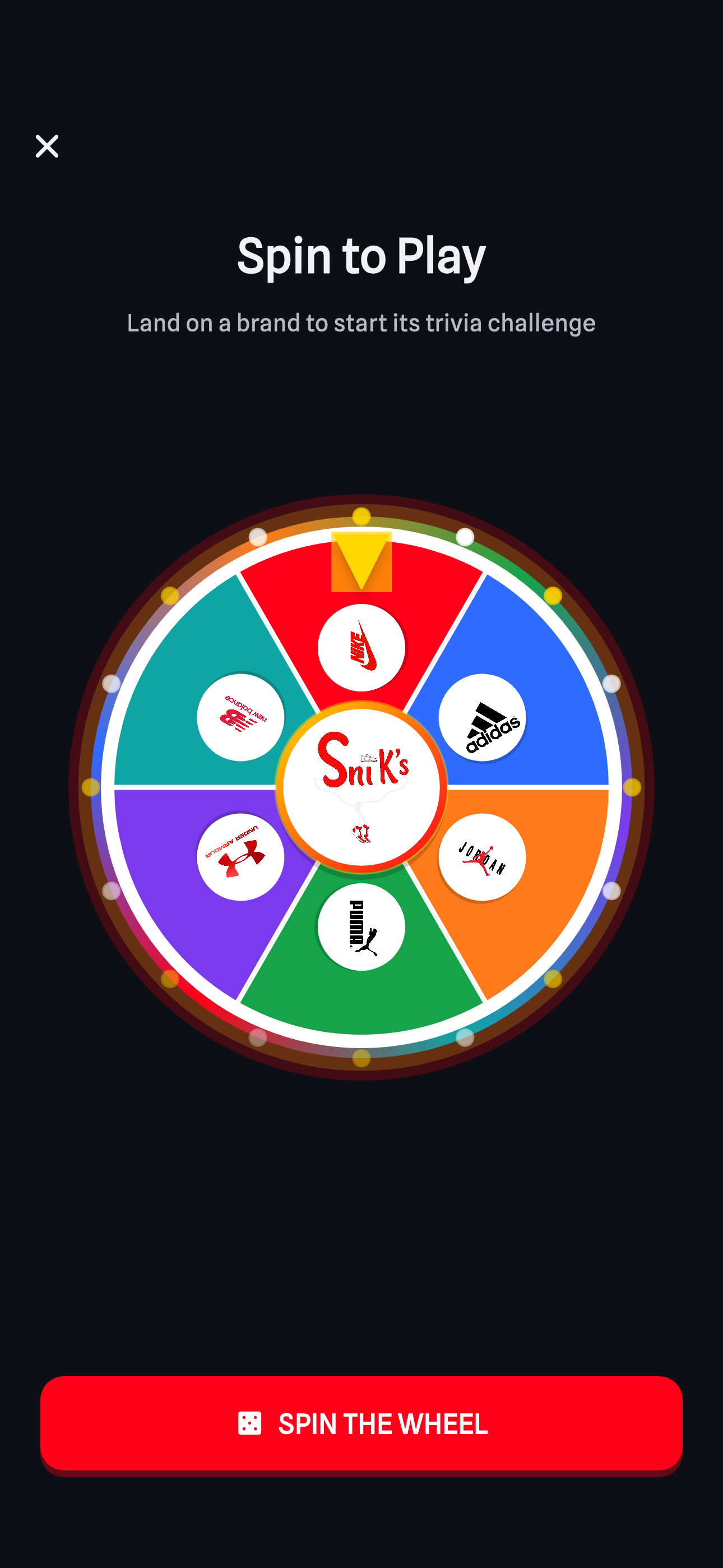 The Sni K’s brand wheel ready to spin